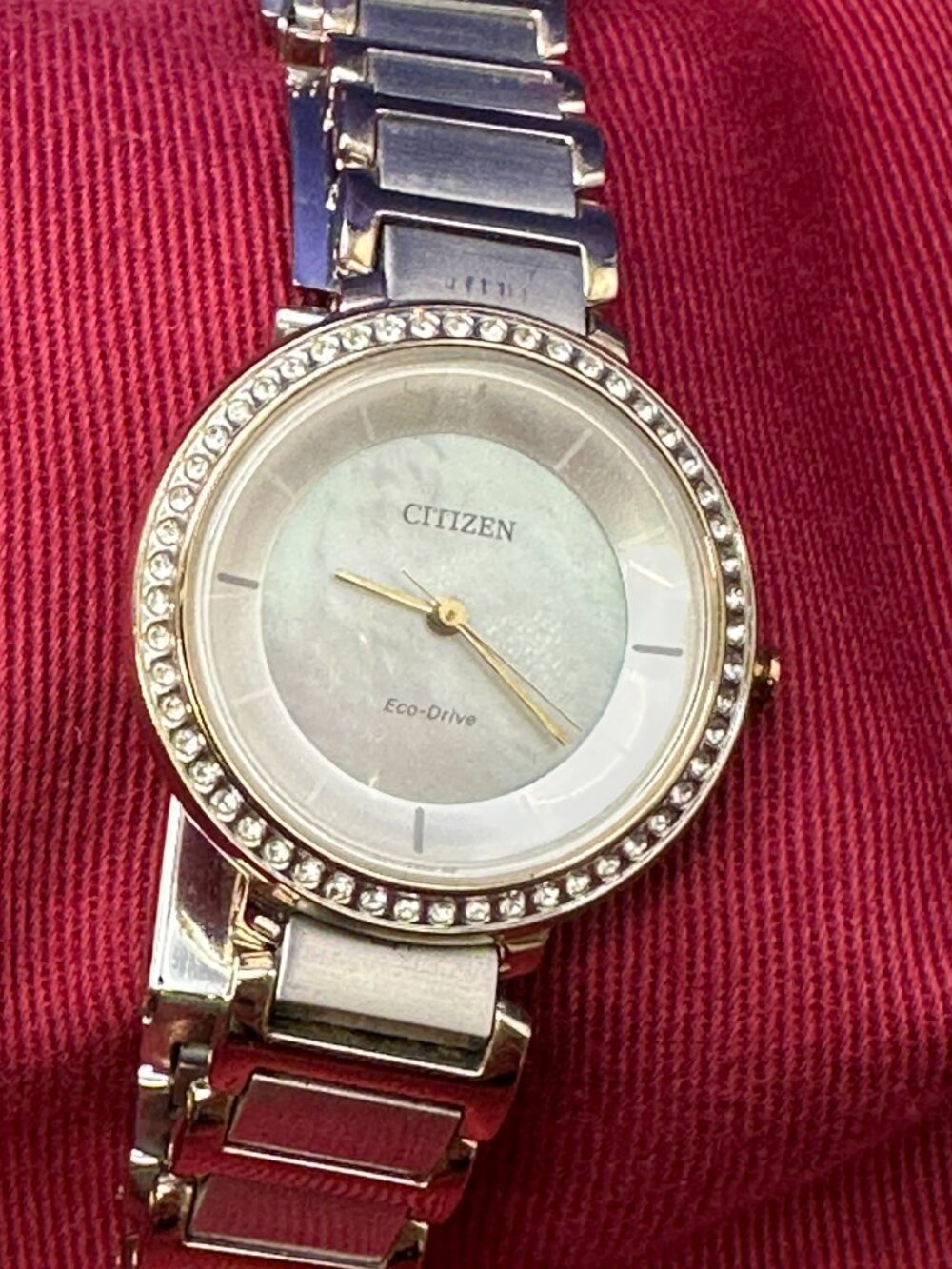 Citizen Eco-Drive Silhouette Crystal White MOP Dial Watch
